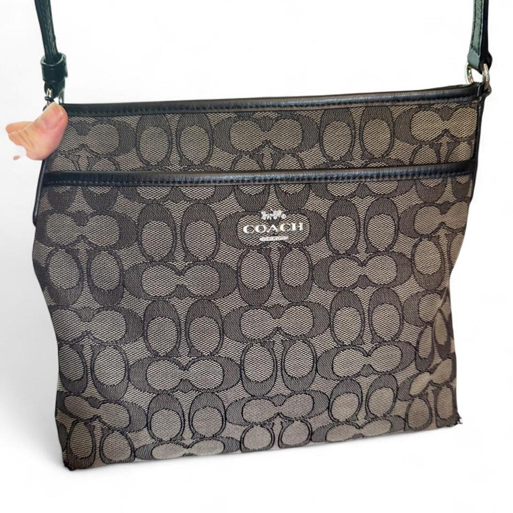 Coach Black Smoke Signature Jacquard Canvas File Crossbody 2018 No. F29960